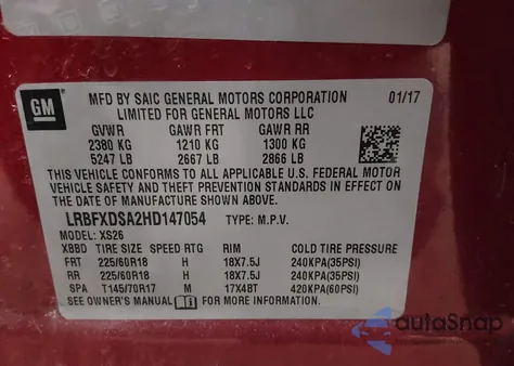 2017 Buick Envision Essence z USA, uszkodzony, nr VIN LRBFXDSA2HD147054